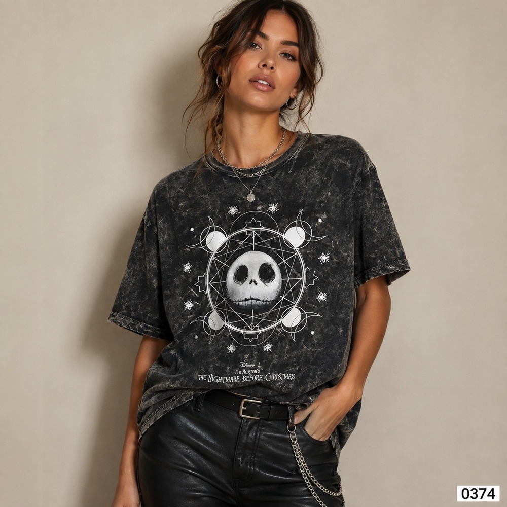 Disney Nightmare Before Christmas Jack Skellington Mineral Wash Tee Shirt M 0374